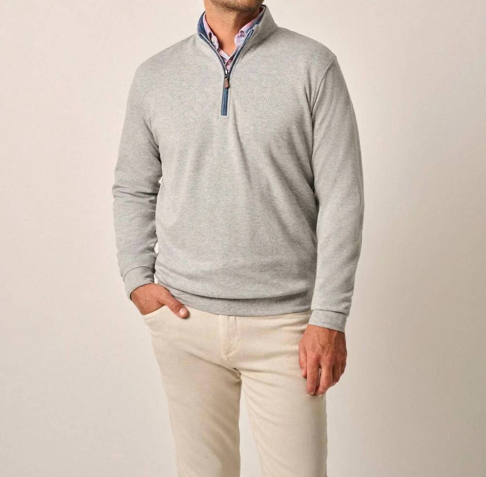 NEW JOHNNIE-O hanks 1/4 zip pullover in light gray